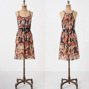 Anthropologie Moulinette Soeurs Pond Reflections Silk Dress Boho Chic 8 Medium